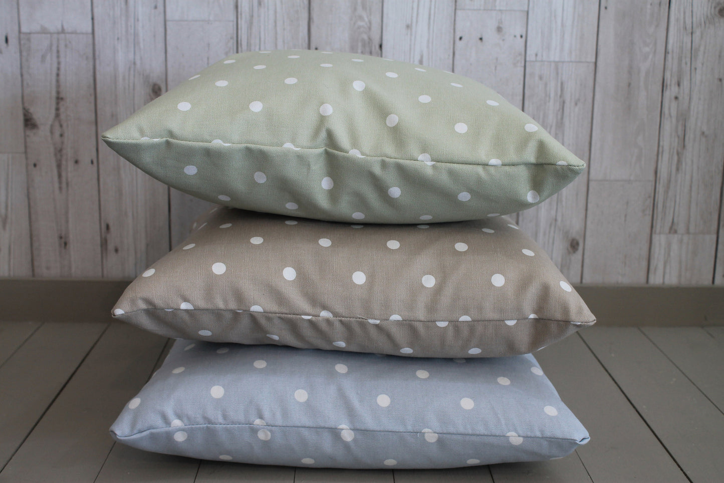 Taupe Dotty Cushion 14"Square Cushion-Throw Cushion Polka Dot Cushion -Shabby Chic-cottage chic-Decorative pillow - Double sided