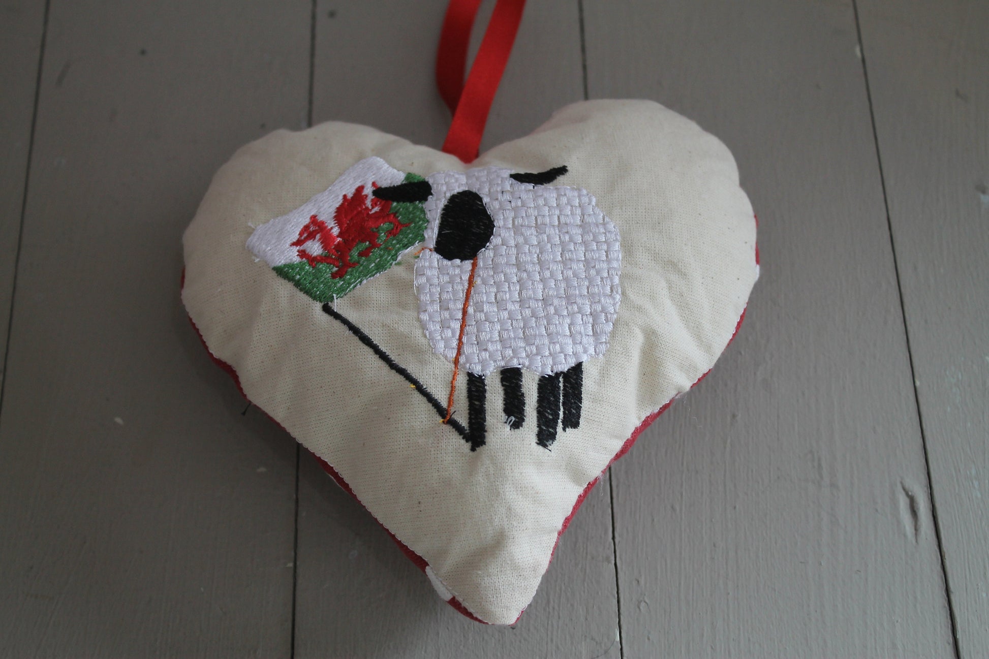 Welsh Sheep Hanging Heart.