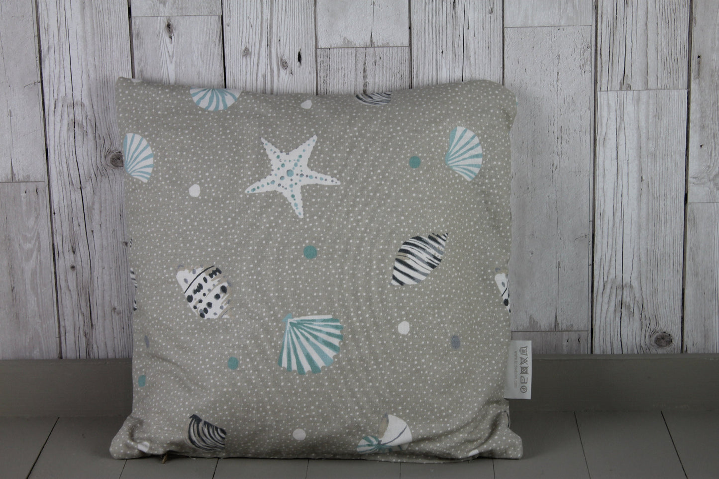 Nautical Themed Cushion Cover- 16" x 16" Square Cushion Sea Shell Taupe and Duck Egg - Throw Cushion-Scatter Cushion Sofa Cushion