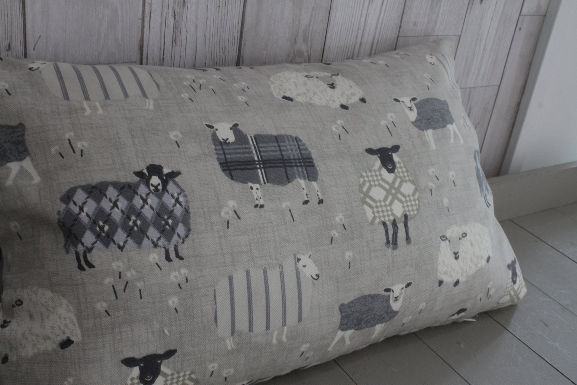 Sheep long cushion, countryside cushion , farm style Designer Handmade , farm cotton fabric