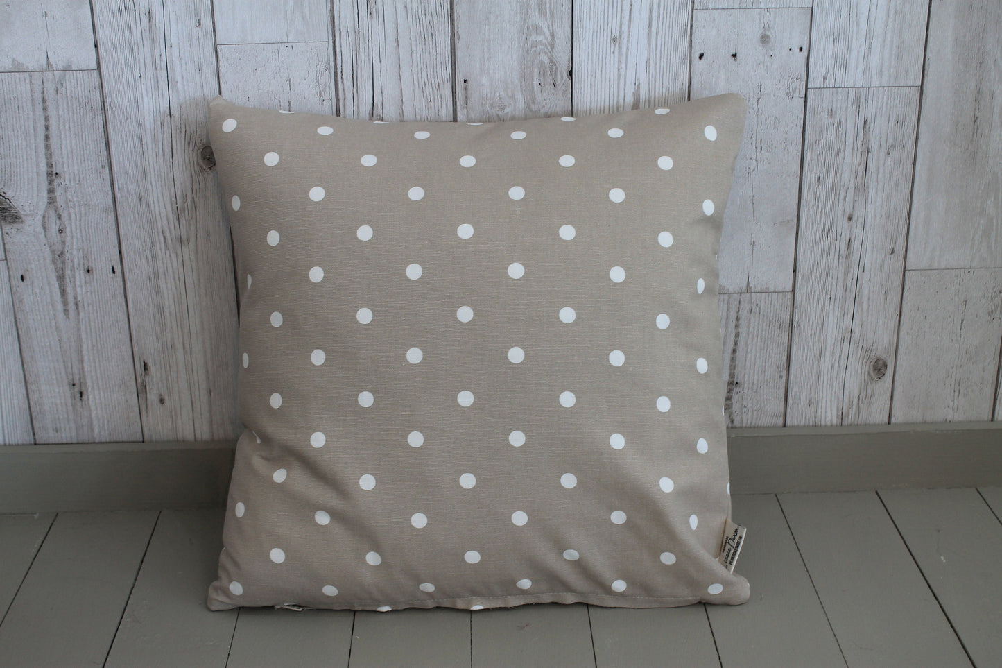 Taupe Dotty Cushion 14"Square Cushion-Throw Cushion Polka Dot Cushion -Shabby Chic-cottage chic-Decorative pillow - Double sided