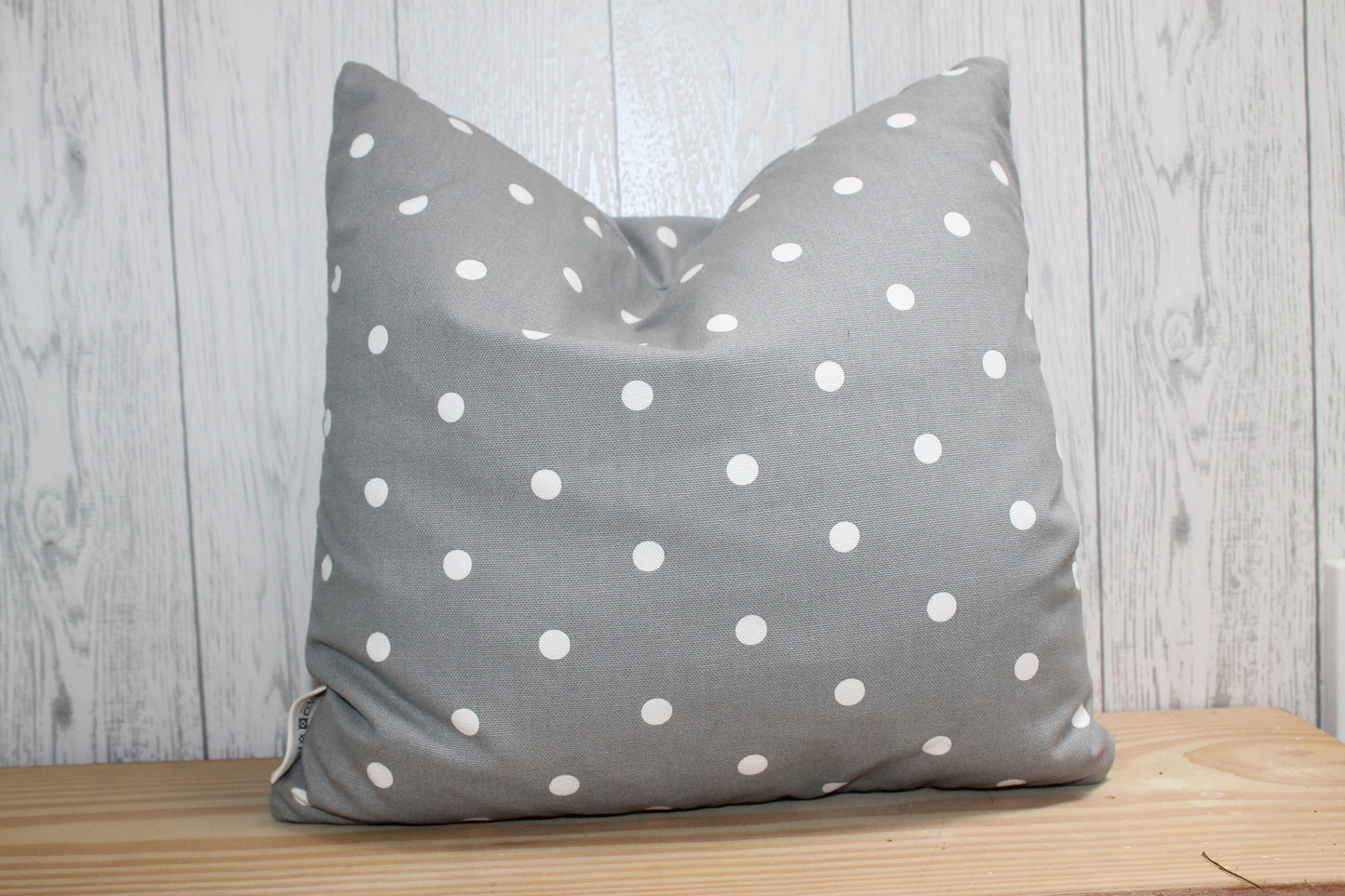 Grey Dotty Cushion 14" square Cushion-Throw Cushion Polka Dot Cushion -Shabby Chic-cottage chic- Scatter pillow- double sided