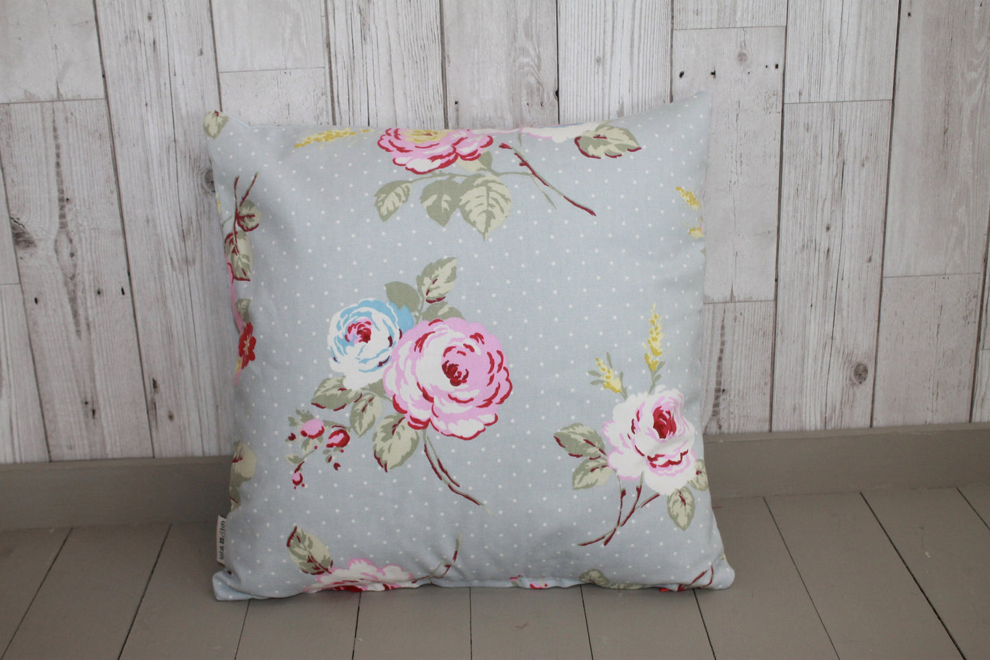 Mother's Day Gift -16"Mother's Day Cushion - Gift for Mum.-Gift for Mamgu - Personalised Mothers Gift -Pale Blue Dotty and Floral