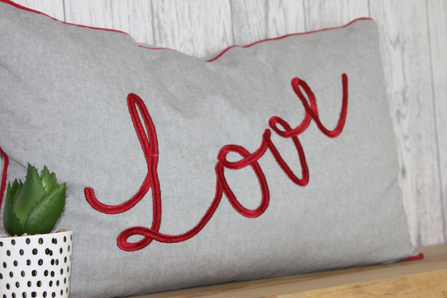 Love Cushion Grey and Red Pillow, Valentines Day Gift ,Gift For Her, Gift For Friend,Valentines Day Pillowcase,Valentines Day Cushion Cover