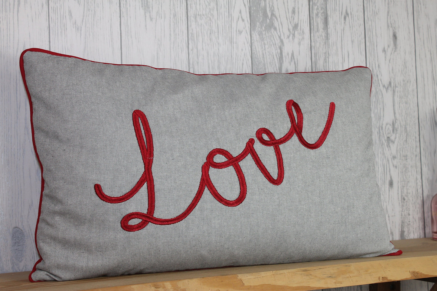 Love Cushion Grey and Red Pillow, Valentines Day Gift ,Gift For Her, Gift For Friend,Valentines Day Pillowcase,Valentines Day Cushion Cover