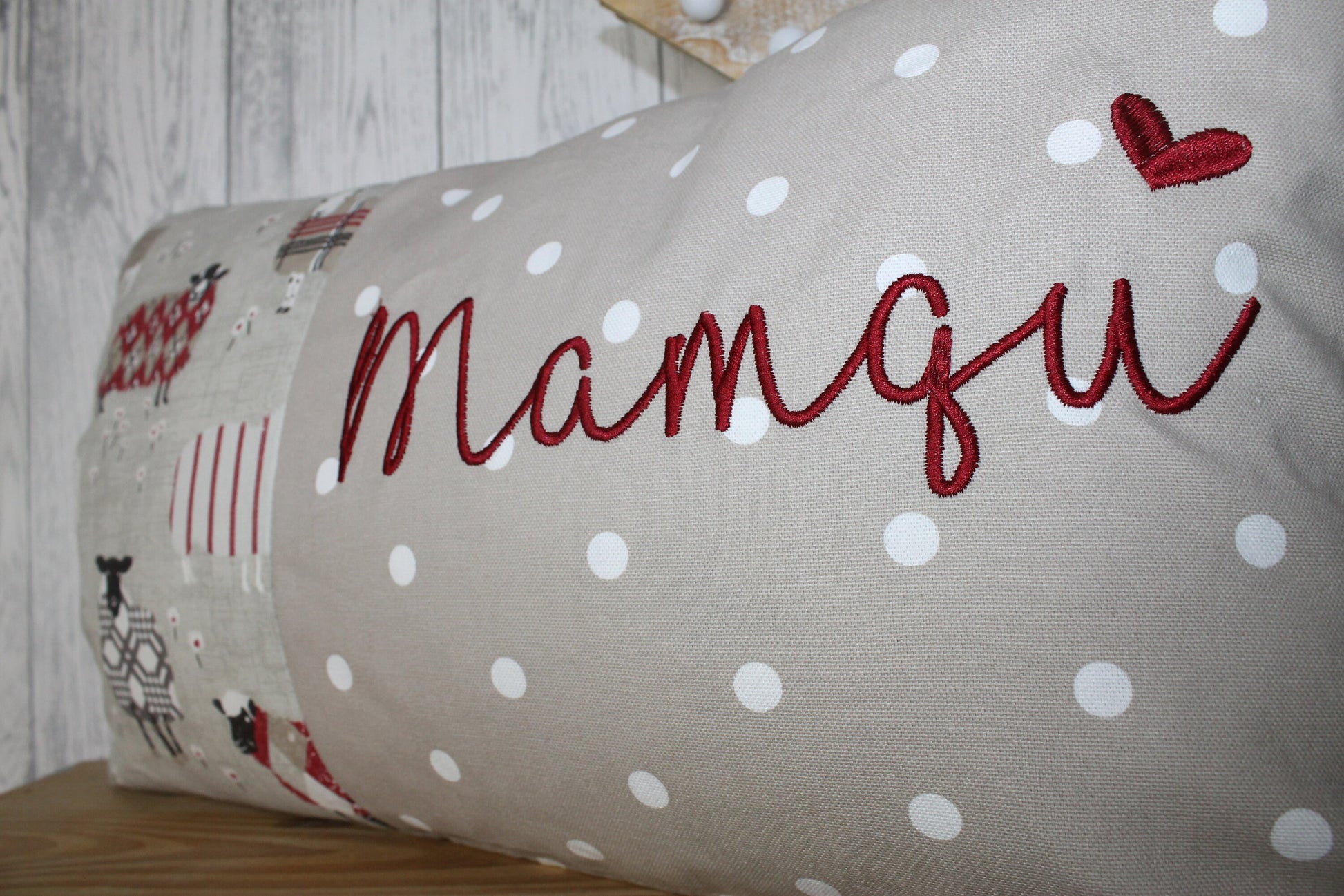 Mother's Day Gift, Personalised Cushion, Gift for Mum. Gift for Mamgu, Grandma - Personalised Mothers Gift -Red Sheep