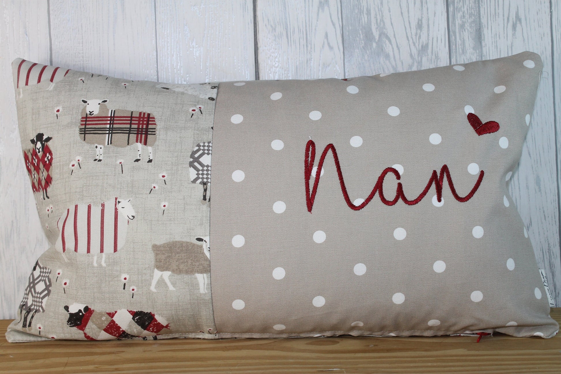 Mother's Day Gift, Personalised Cushion, Gift for Mum. Gift for Mamgu, Grandma - Personalised Mothers Gift -Red Sheep