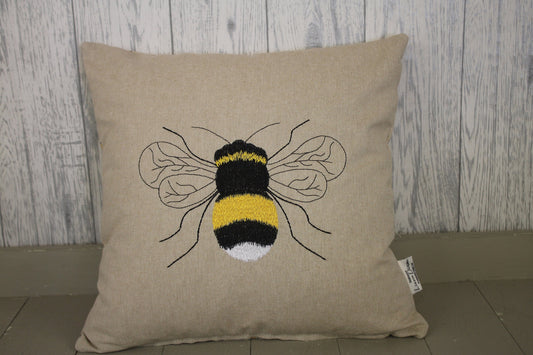 Bumble Bee Cushion- 16" Square Bumble Bee Cushion Embroidered Bee Cushion Cover- scatter pillow-Bumble Bee