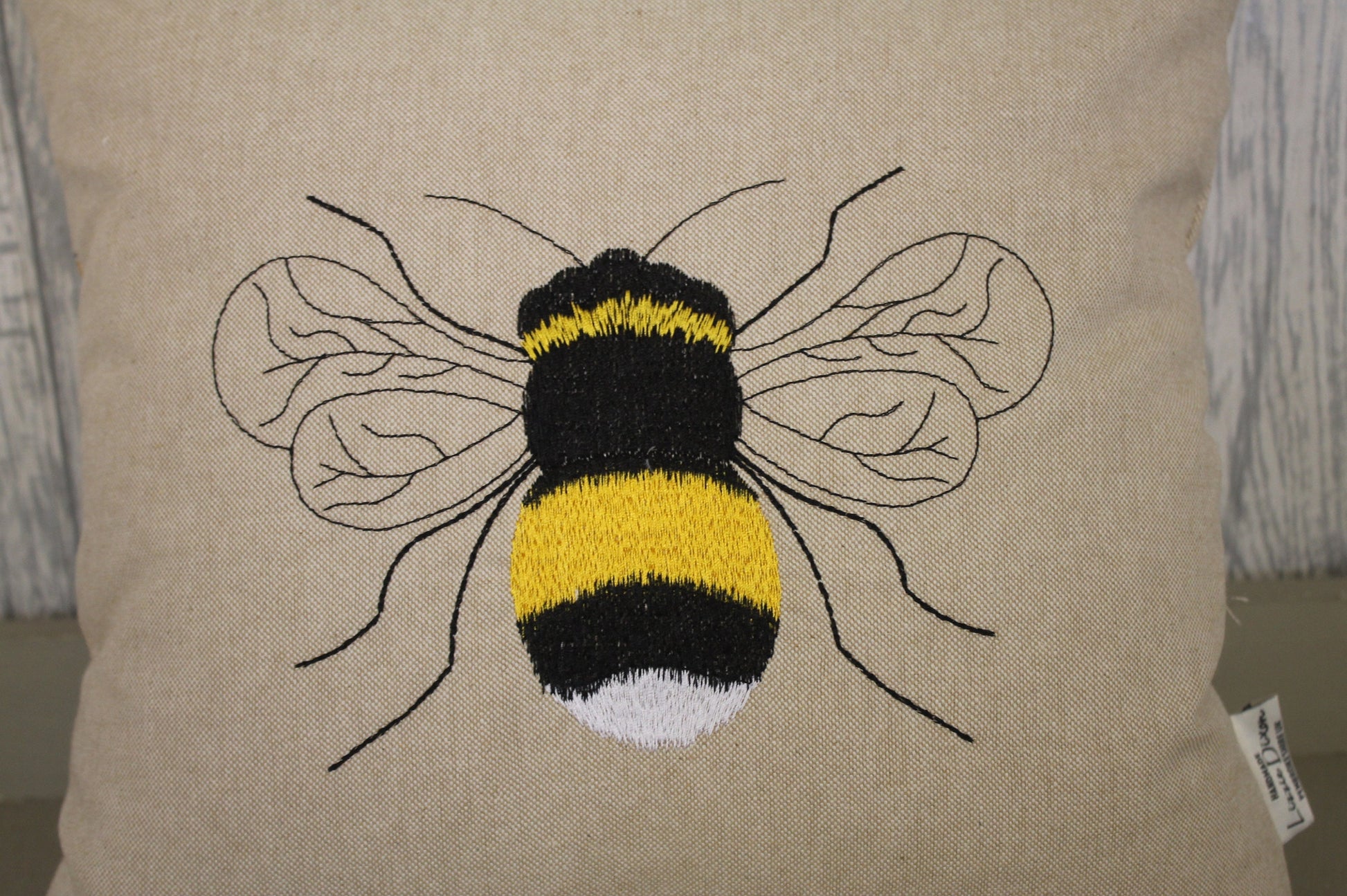 Bumble Bee Cushion- 16" Square Bumble Bee Cushion Embroidered Bee Cushion Cover- scatter pillow-Bumble Bee