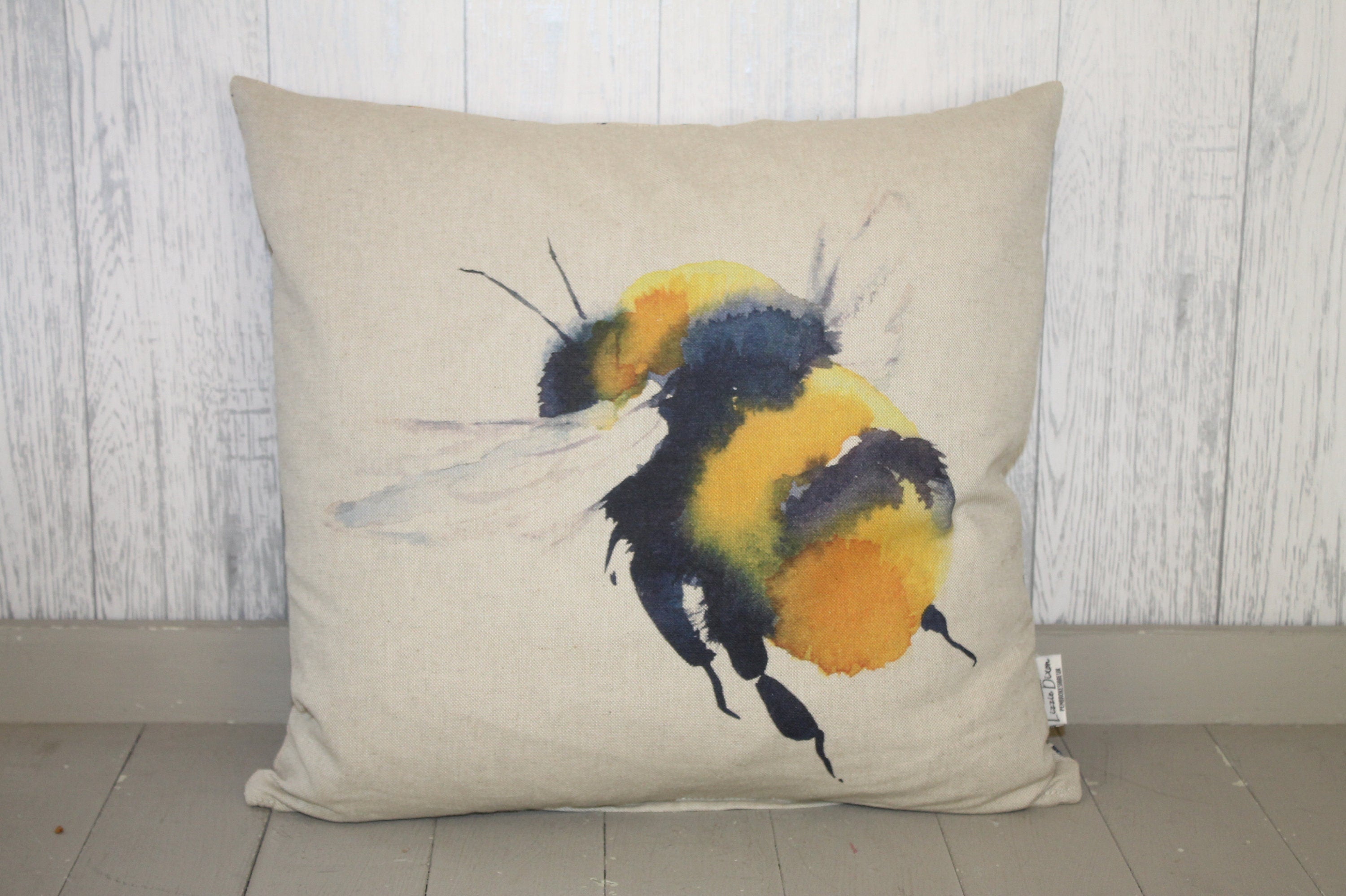 Bumble Bee Cushion 18 Square Bumble Bee Cushion Embroidered Bee Cush Lizzie Dixon Designs