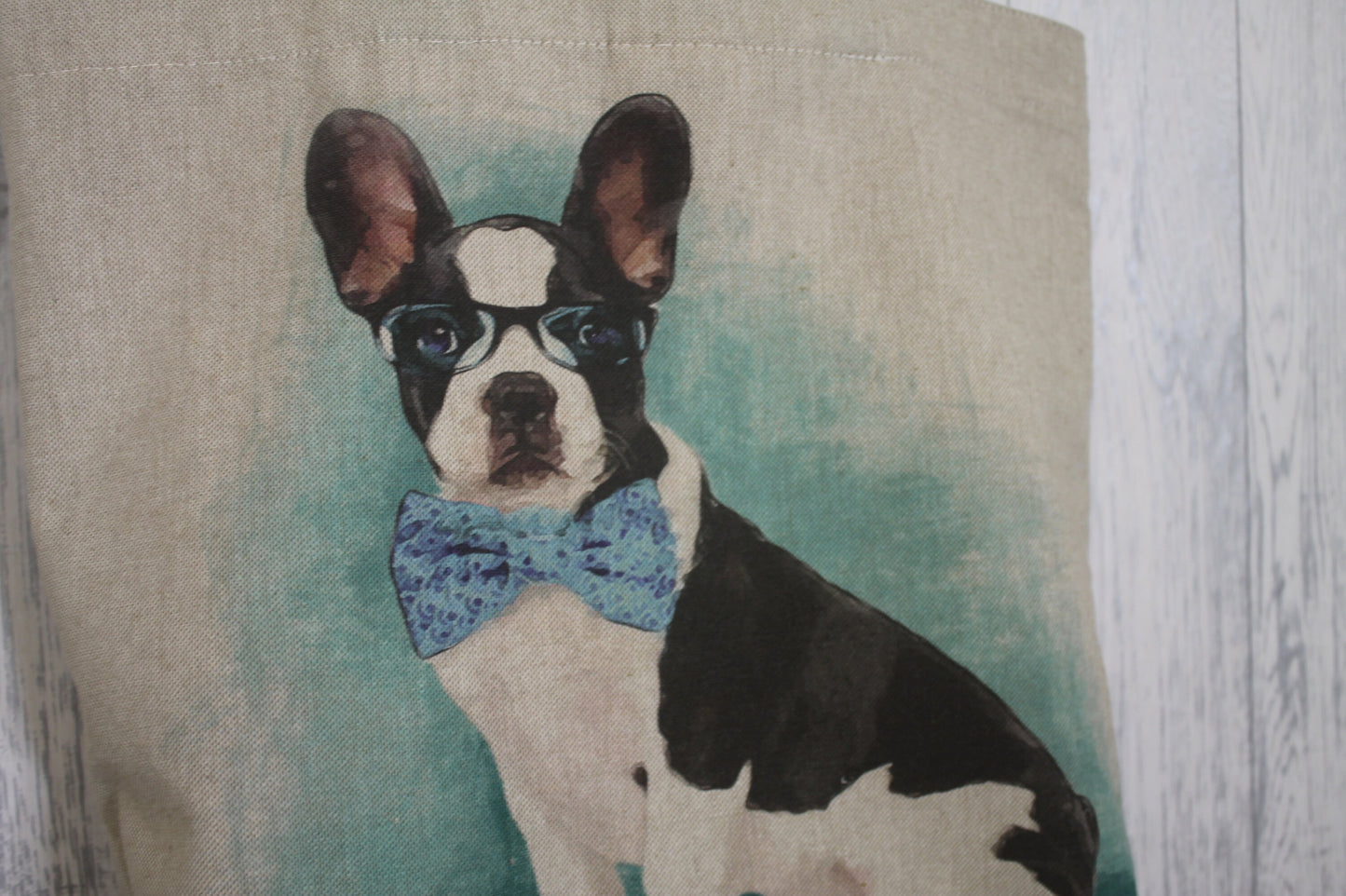 French Bulldog Cushion- 18" Square- Novelty French bulldog wearing glasses Cushion -Printed frenchie cushion