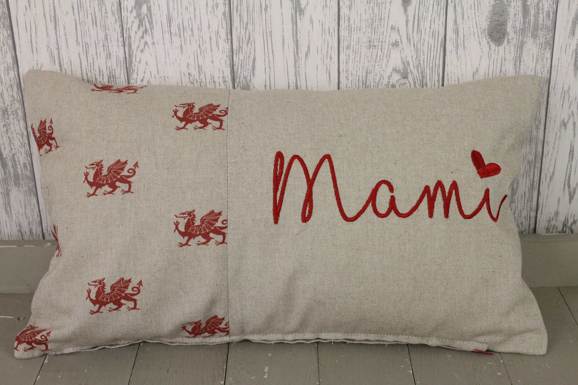 Mother's Day Gift, Welsh Mami Gift Personalised Cushion, Gift for Mum. Gift for Mamgu, Grandma-Personalised Mothers Gift -Red Dragon Fabric