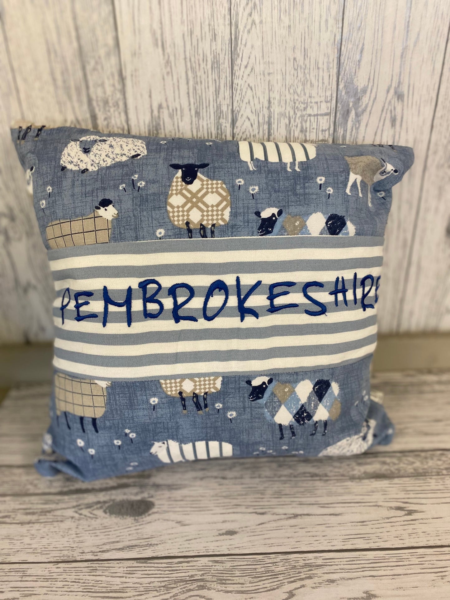 Pembrokeshire sheep in jumpers decorative cushion