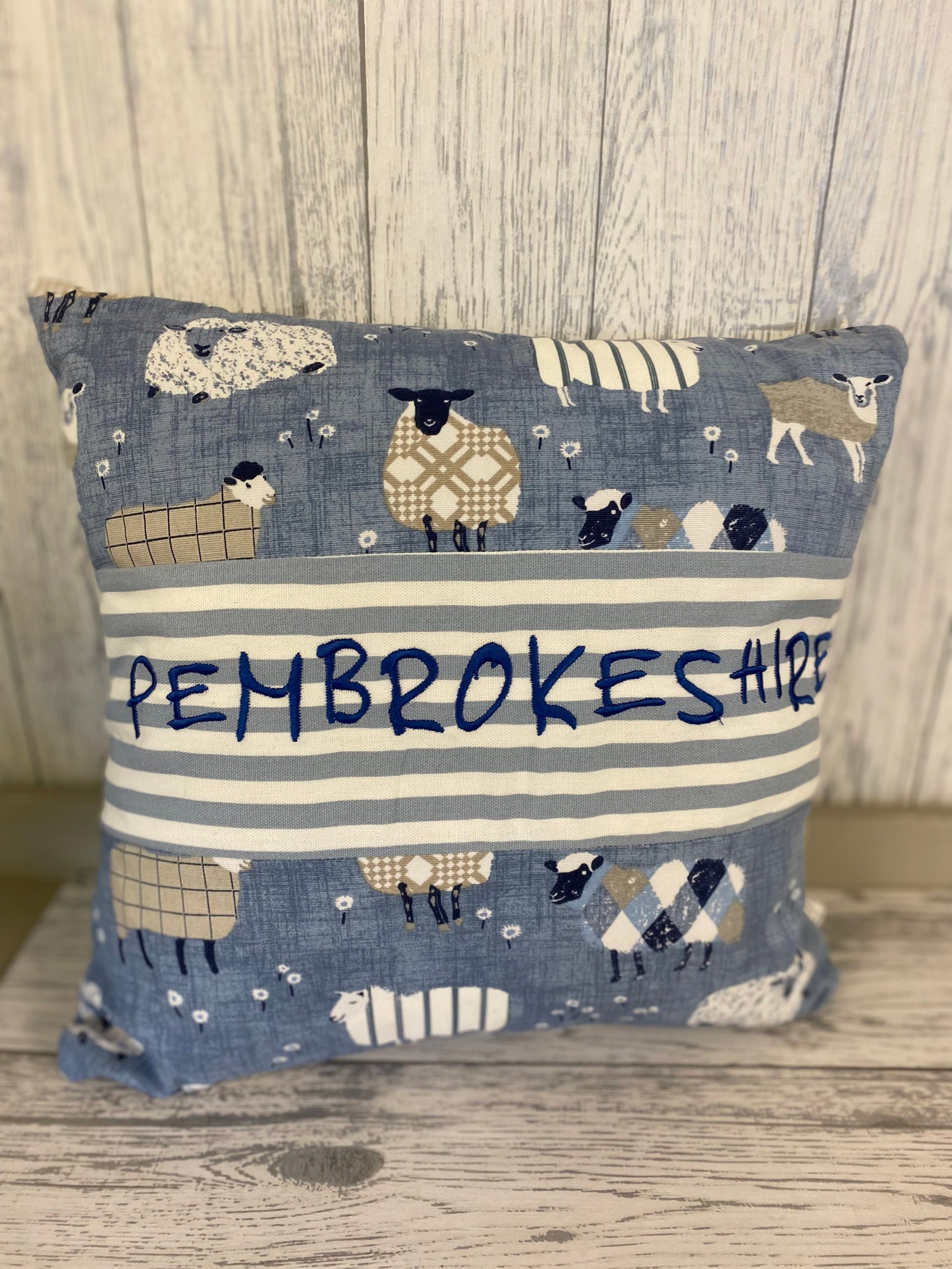 Pembrokeshire sheep in jumpers decorative cushion