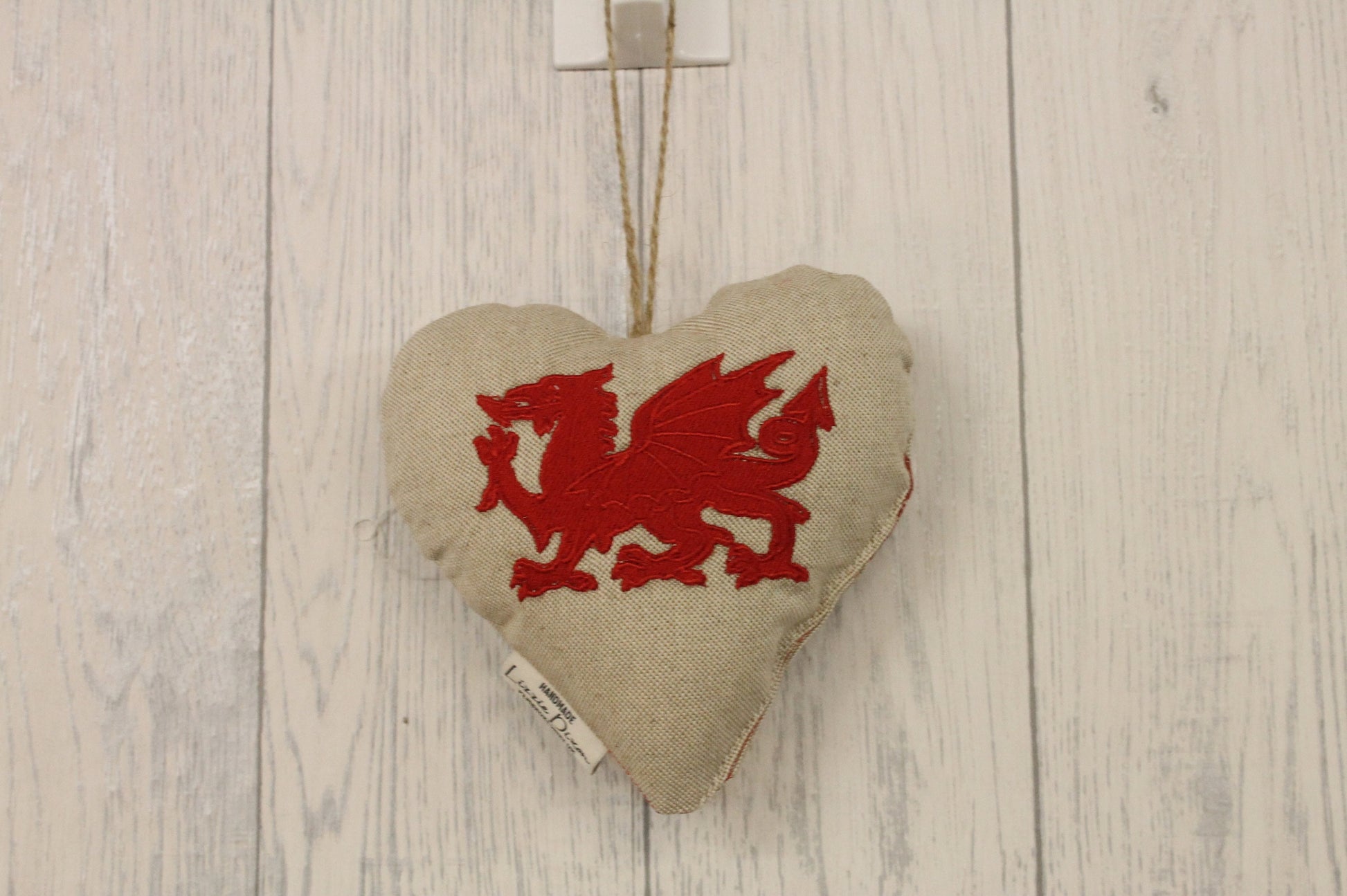 Welsh Dragon Hanging Heart-Lavender Hanging Heart-Fabric Hanging Heart-