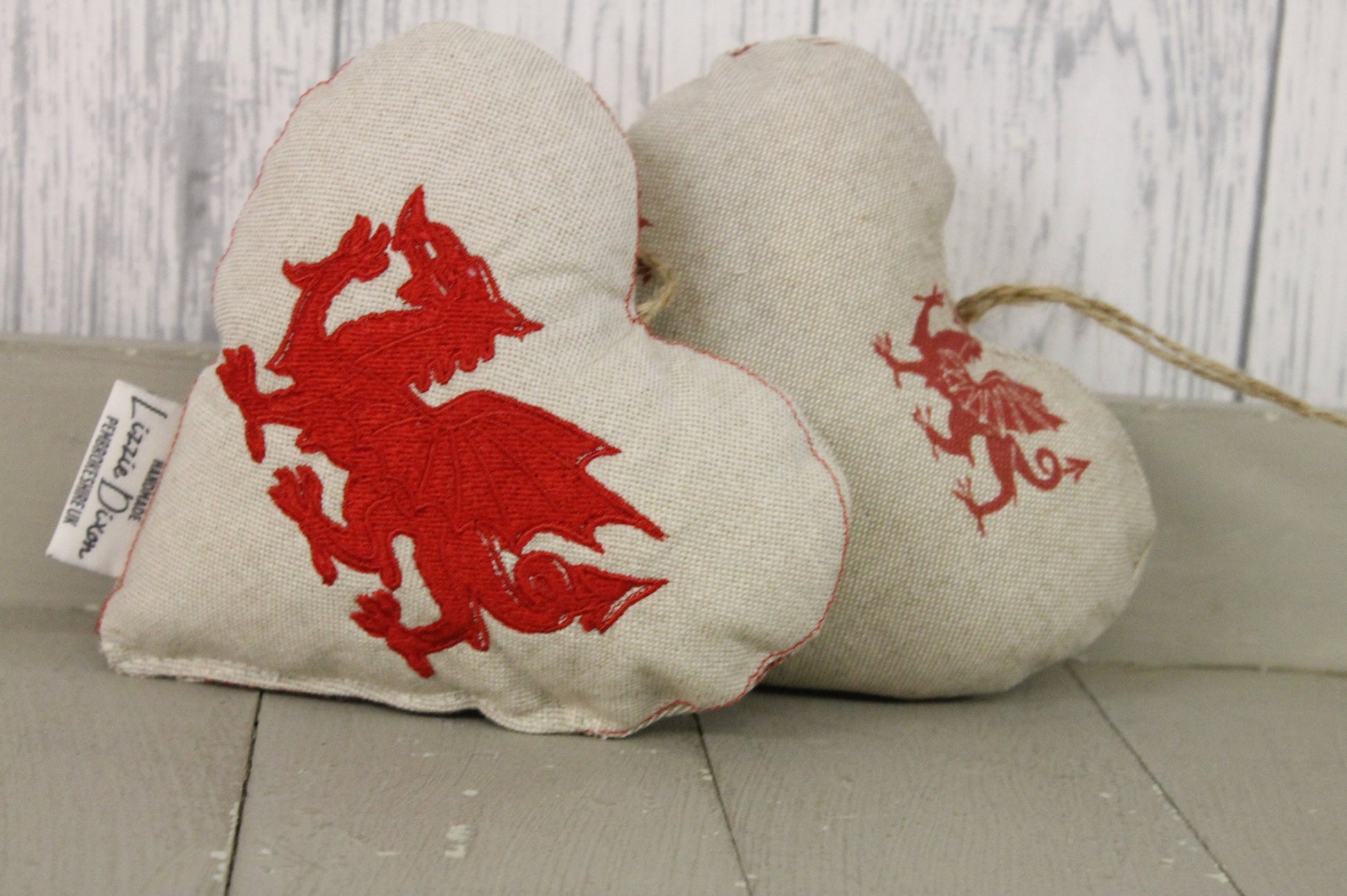 Welsh Dragon Hanging Heart-Lavender Hanging Heart-Fabric Hanging Heart-