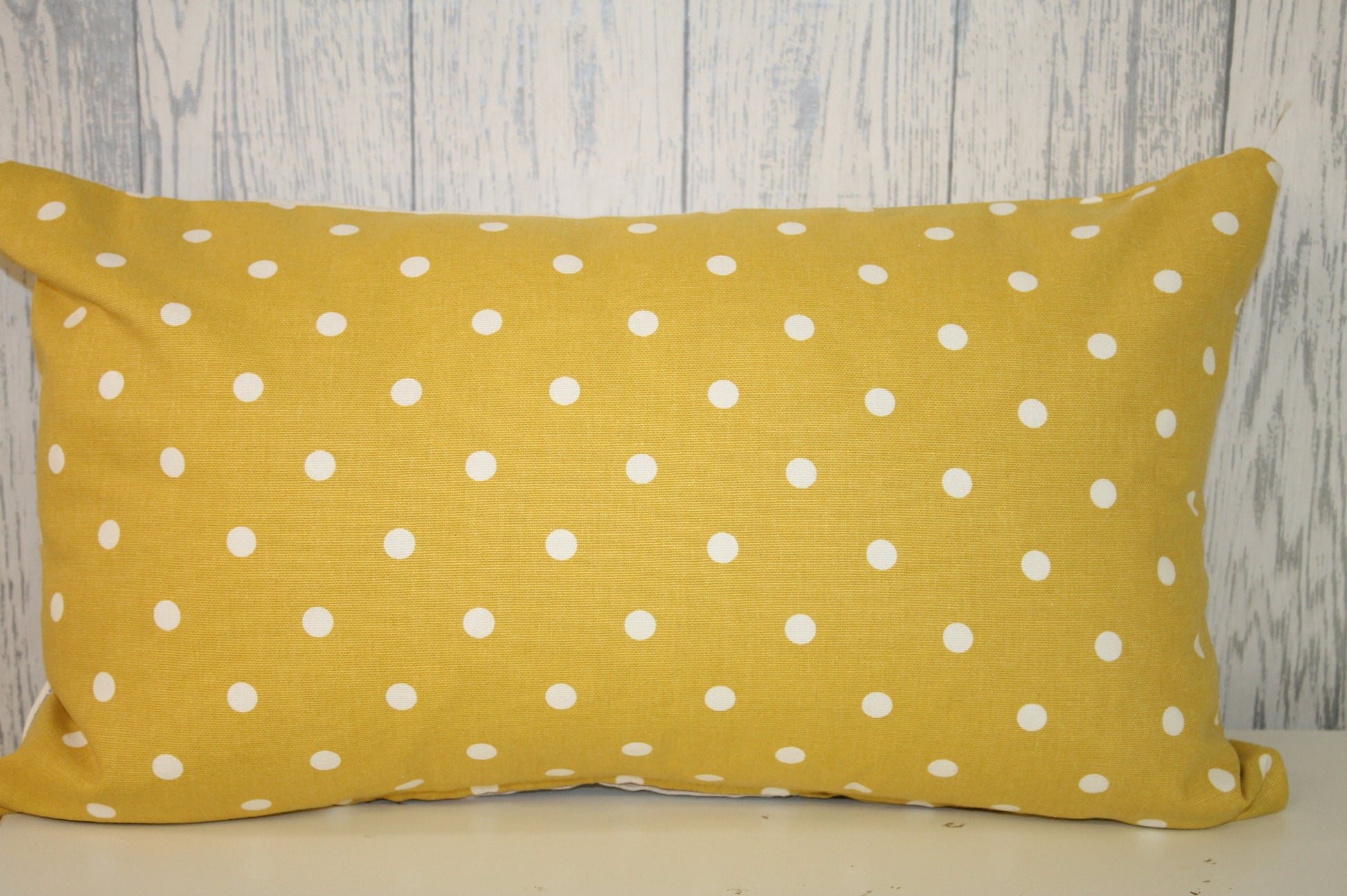 Cwtsh Spring Daffodil Cushion- Spring Cushion -Mustard Dotty Panel Long Cushion- Daffodil Cushion- Cwtsh Cushion