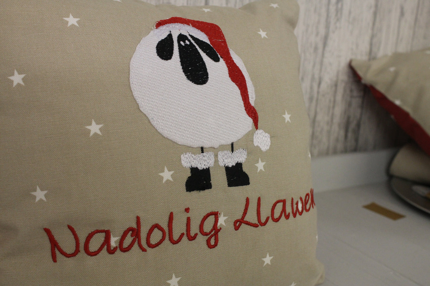 16" Nadolig Llawen Christmas Sheep Cushion - 16 "Welsh Christmas Sheep- Christmas Cushion Welsh Christmas Cushion -decorative pillow Cover