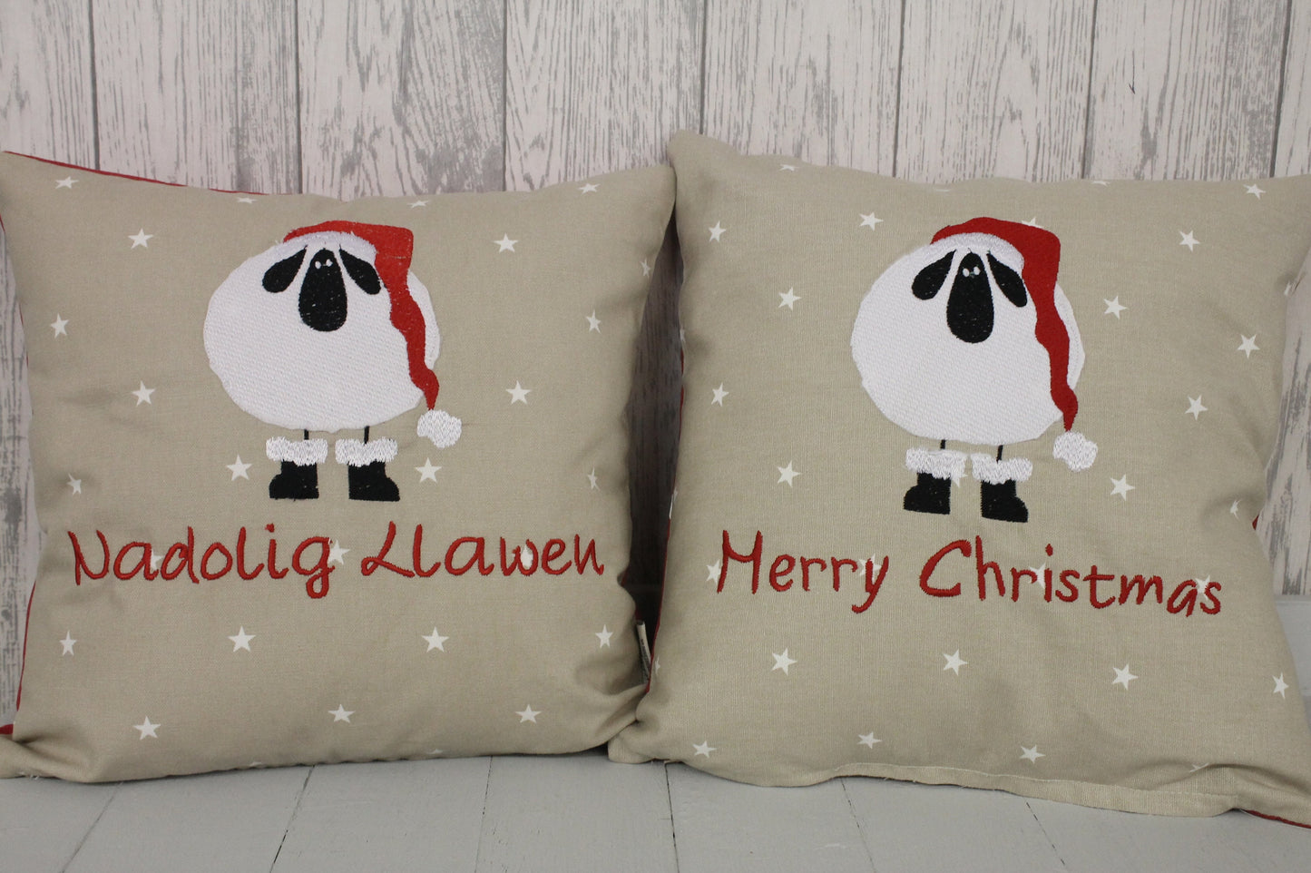 16" Nadolig Llawen Christmas Sheep Cushion - 16 "Welsh Christmas Sheep- Christmas Cushion Welsh Christmas Cushion -decorative pillow Cover