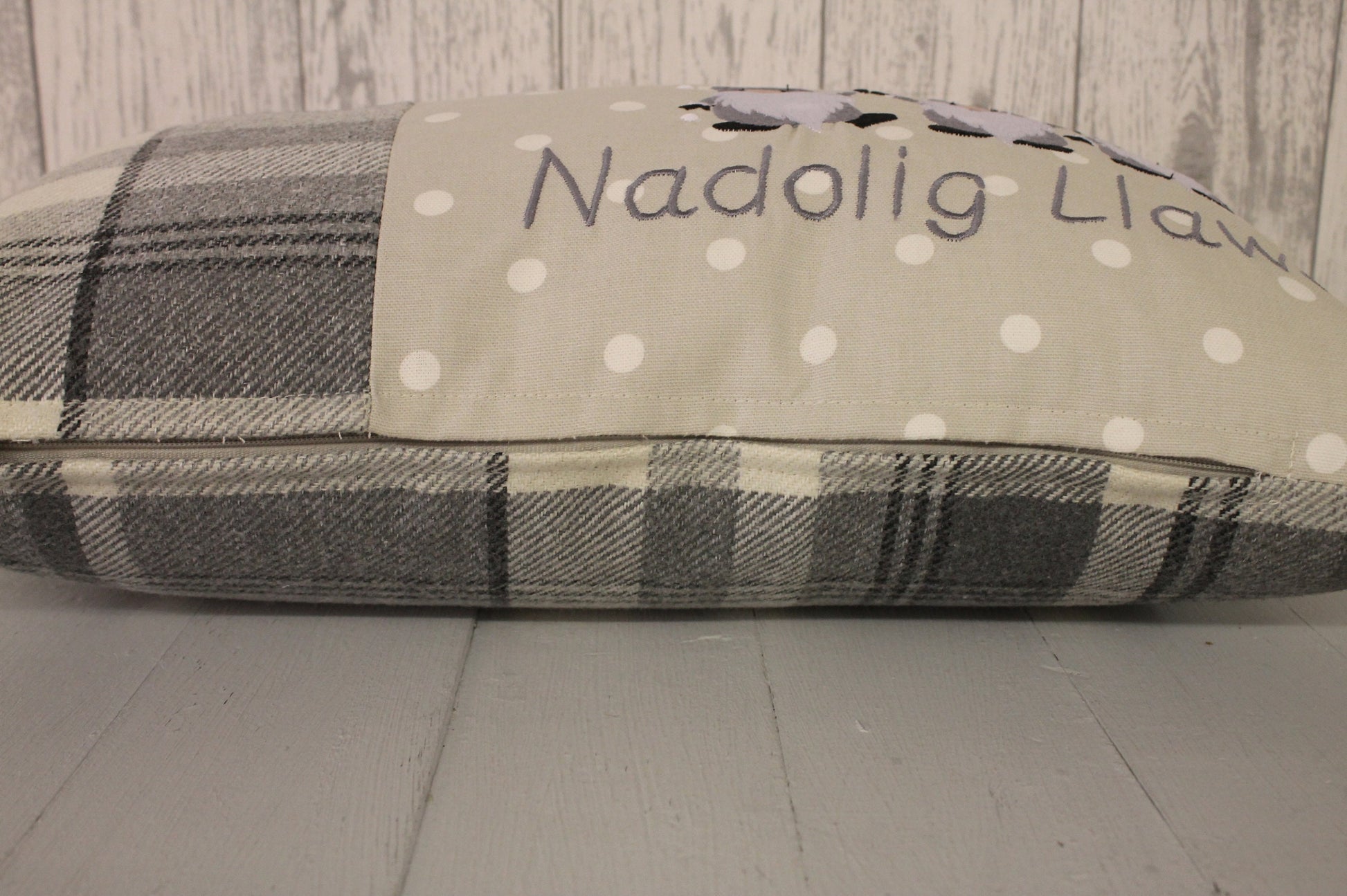 Grey Christmas Gnomes Cushion, Nadolig Llawen Festive Cushion-Festive Gnomes- Christmas Gnomes- Grey Gnomes