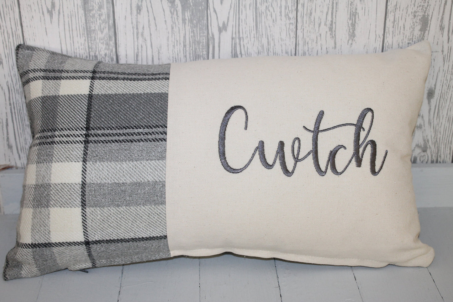 Cwtch Cushion-Personalised Cushion- Quote Cushion- Wool touch long cushion.