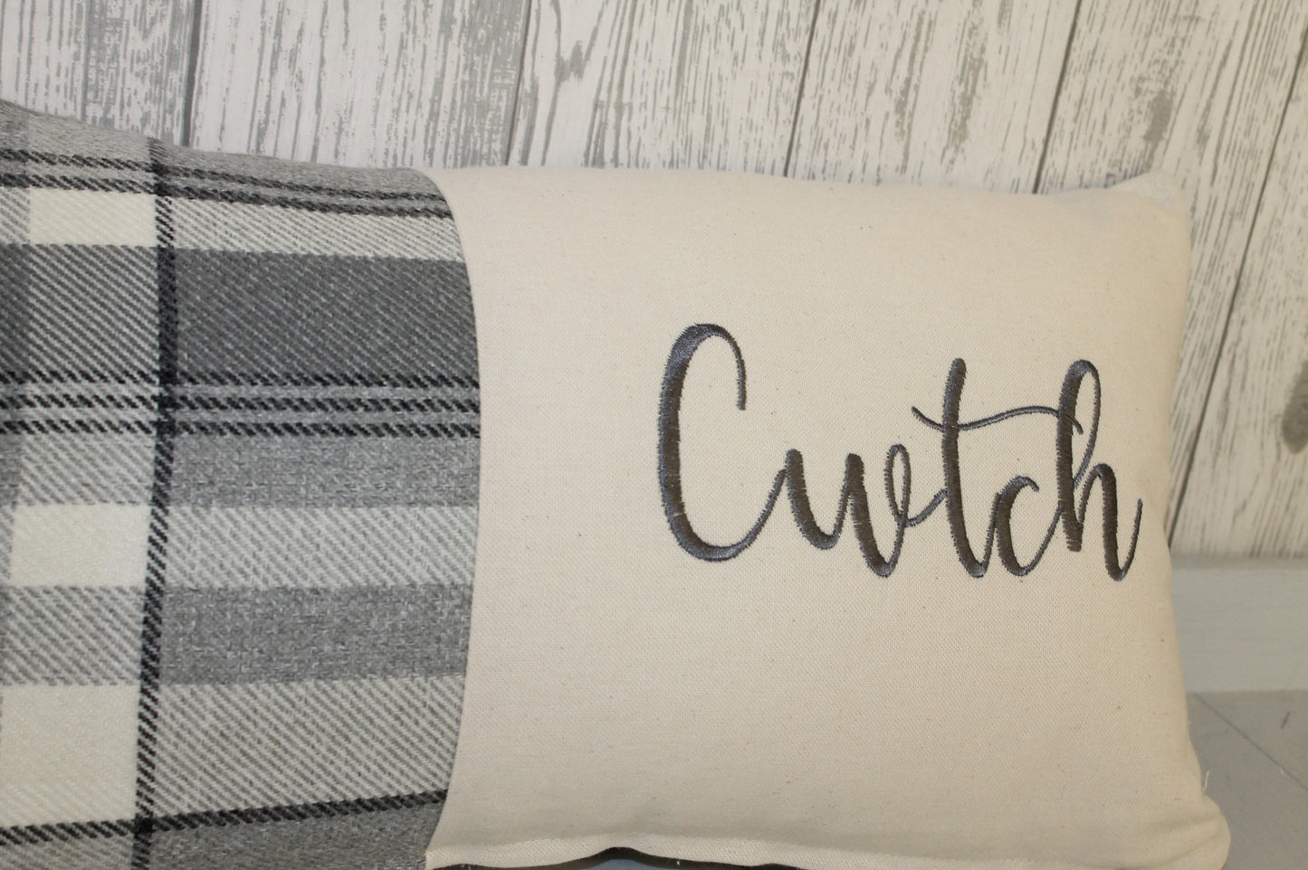 Cwtch Cushion-Personalised Cushion- Quote Cushion- Wool touch long cushion.