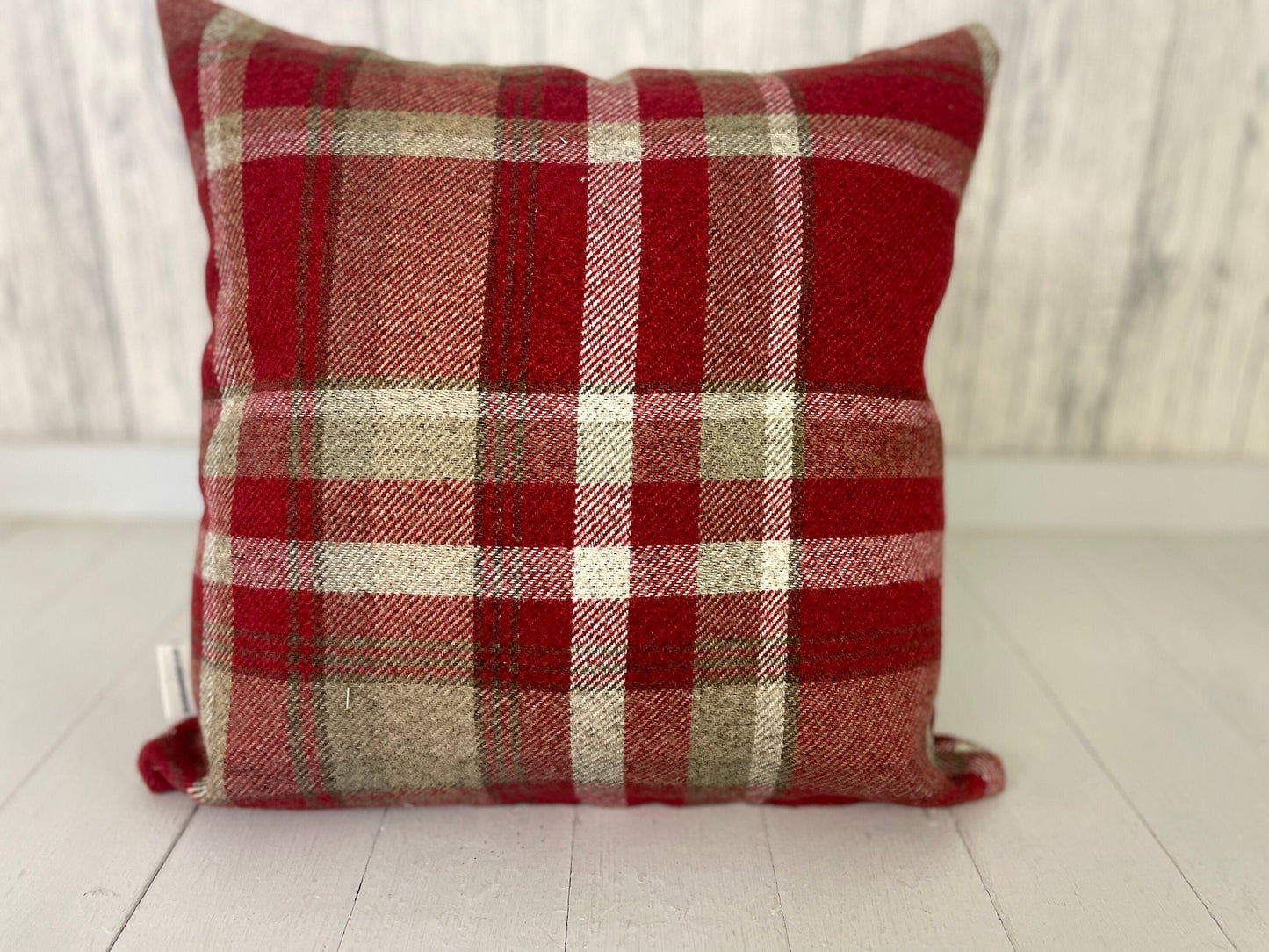 16&quot; Red Wool Touch Cwtch Cushion- Cwtch Panel Cushion, Red and Welsh Cushion