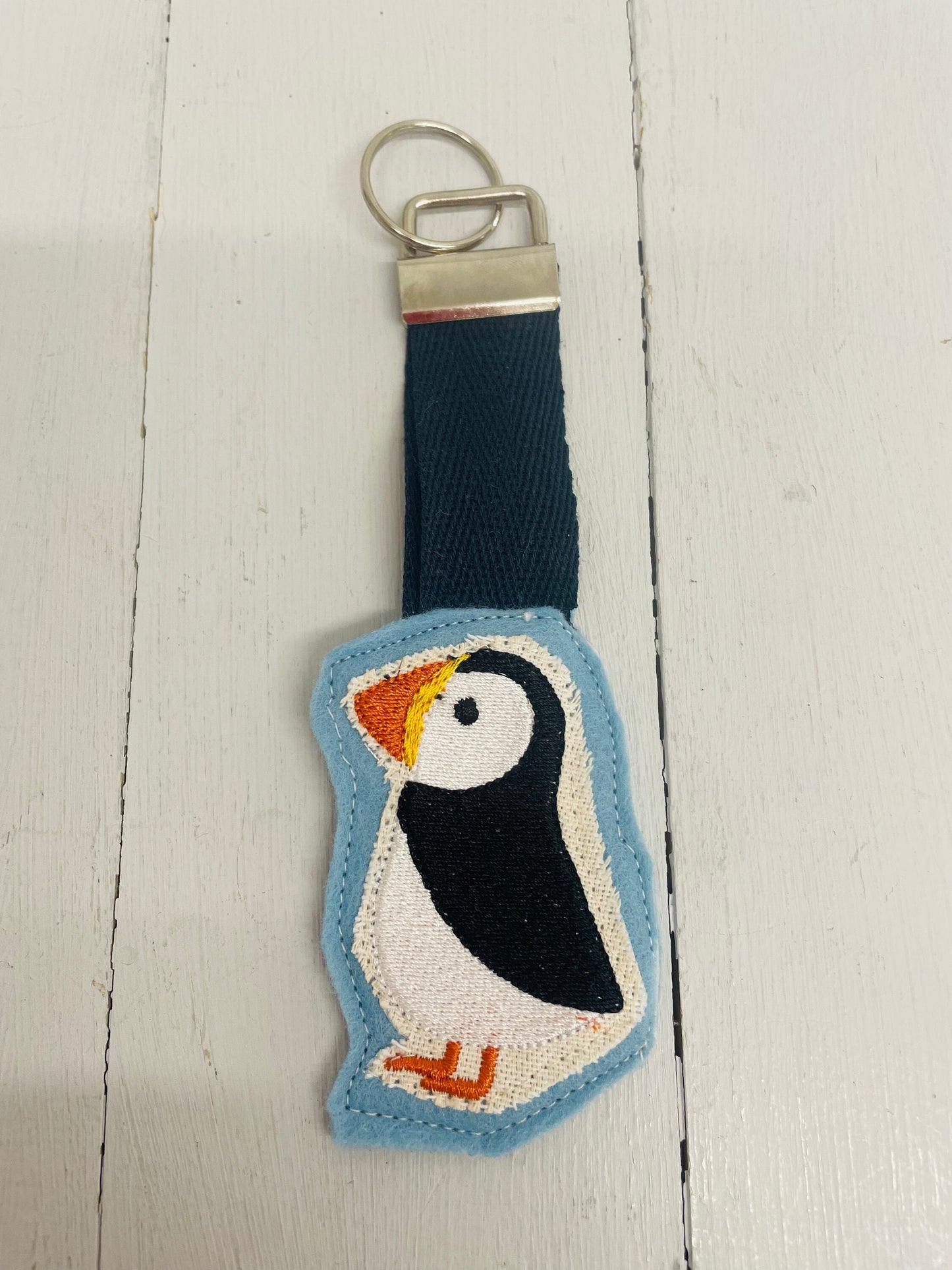 Puffin Keyring. Fabric keychain