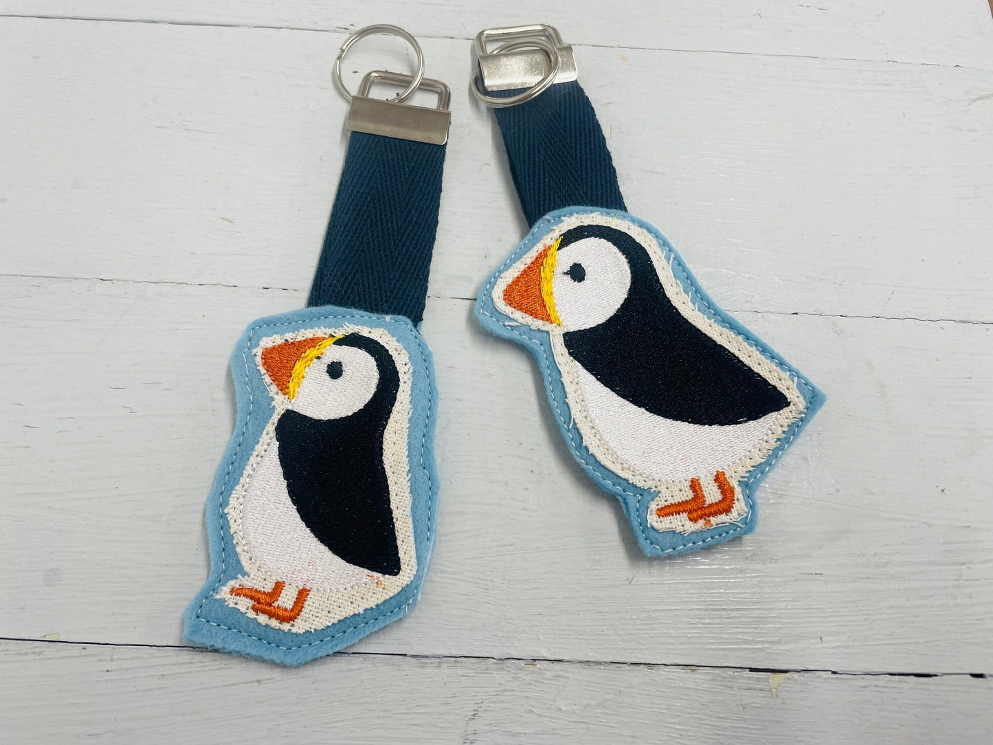 Puffin Keyring. Fabric keychain