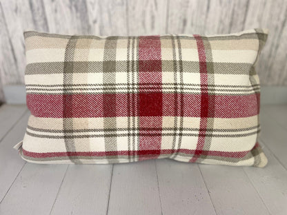 Cariad Cushion- Cranberry wool touch long cushion-welsh quote cushion