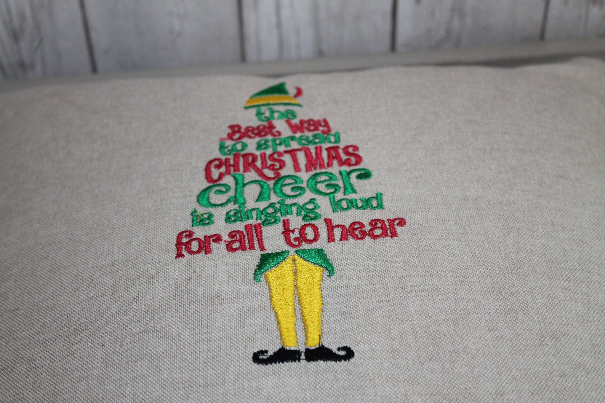 Buddy the Elf inspired Cushion. Best way to spread Christmas cheer. 16&quot; Christmas Cushion.