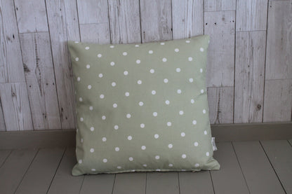 Sage Dotty Cushion 16&quot; square Cushion-Throw Cushion Polka Dot Cushion -Shabby Chic-cottage chic-Decorative pillow -double sided
