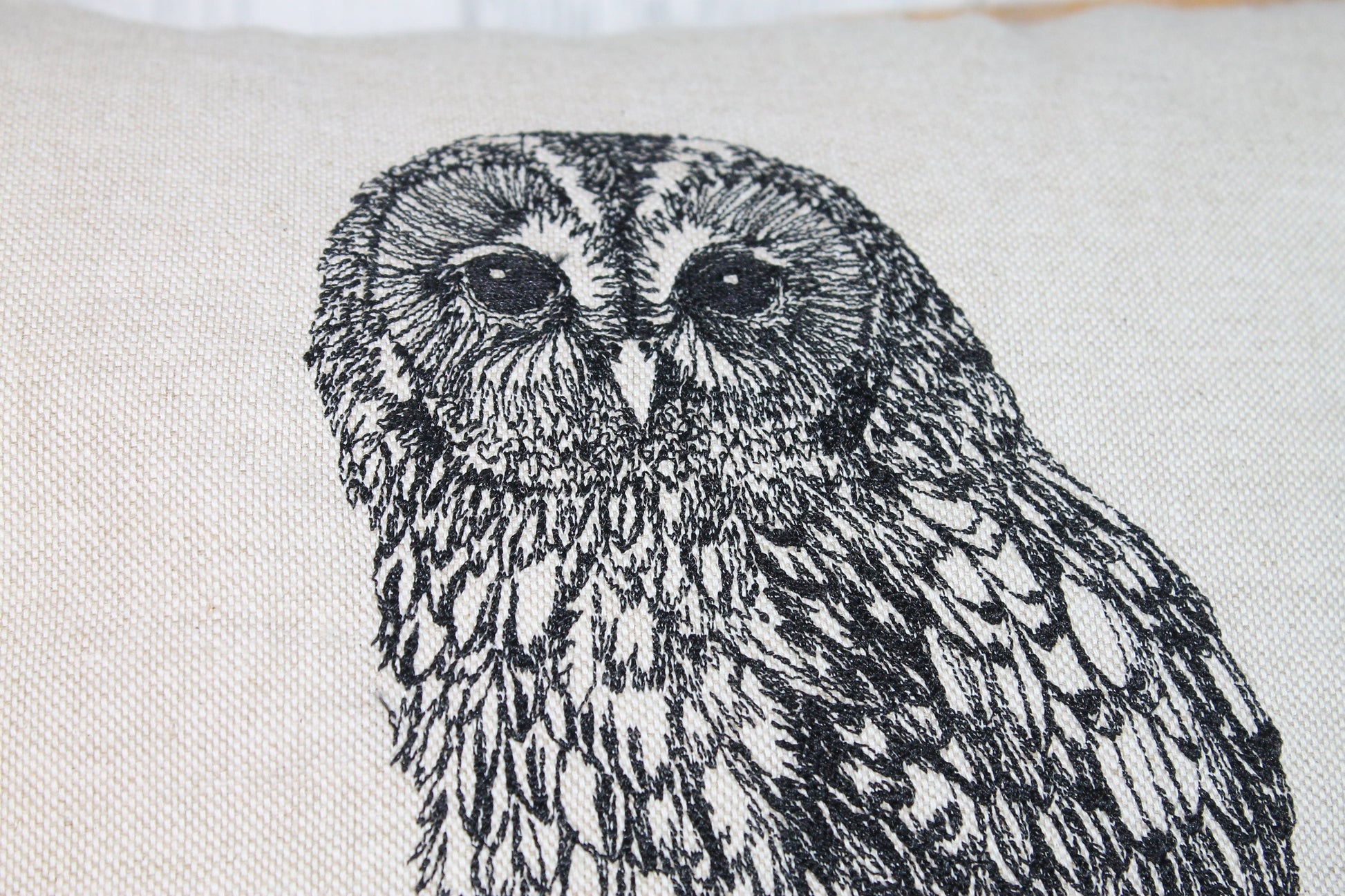 Owl Cushion- Cream /Taupe Piped Cushion - Lizzie Dixon Designs