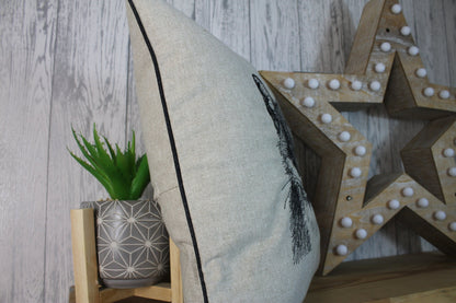 Fox Head Cushion, 14&quot; Cream Linen mix Cushion, Fox Cushion, Piped Cushion Cover ,British Wildlife collection. Double sided