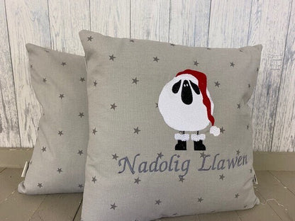16&quot;Christmas Sheep Cushion - Nadolig Llawen Sheep- Christmas Cushion Welsh Christmas Cushion -decorative pillow Cover festive decoration
