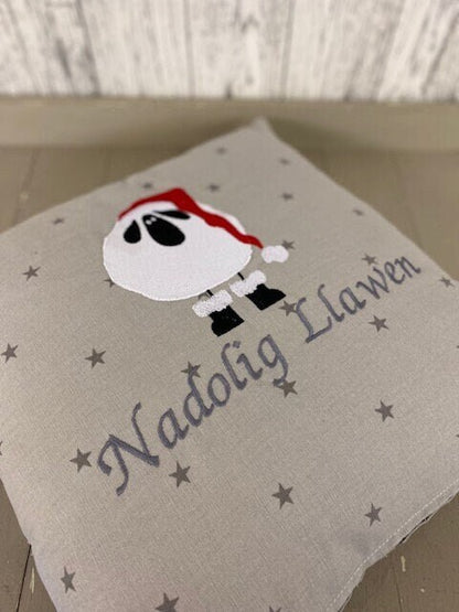 16&quot;Christmas Sheep Cushion - Nadolig Llawen Sheep- Christmas Cushion Welsh Christmas Cushion -decorative pillow Cover festive decoration