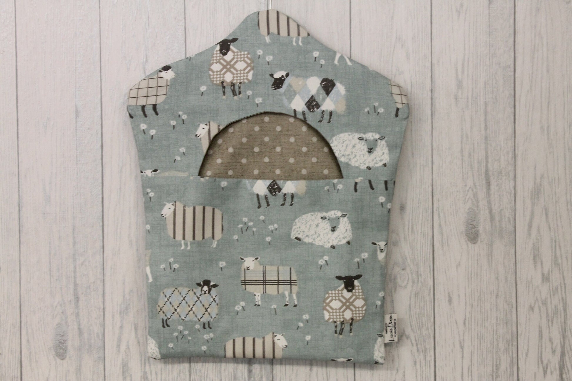 Peg bag- Sheep Fabric Peg Bag with hanger. handmade clothes peg bag