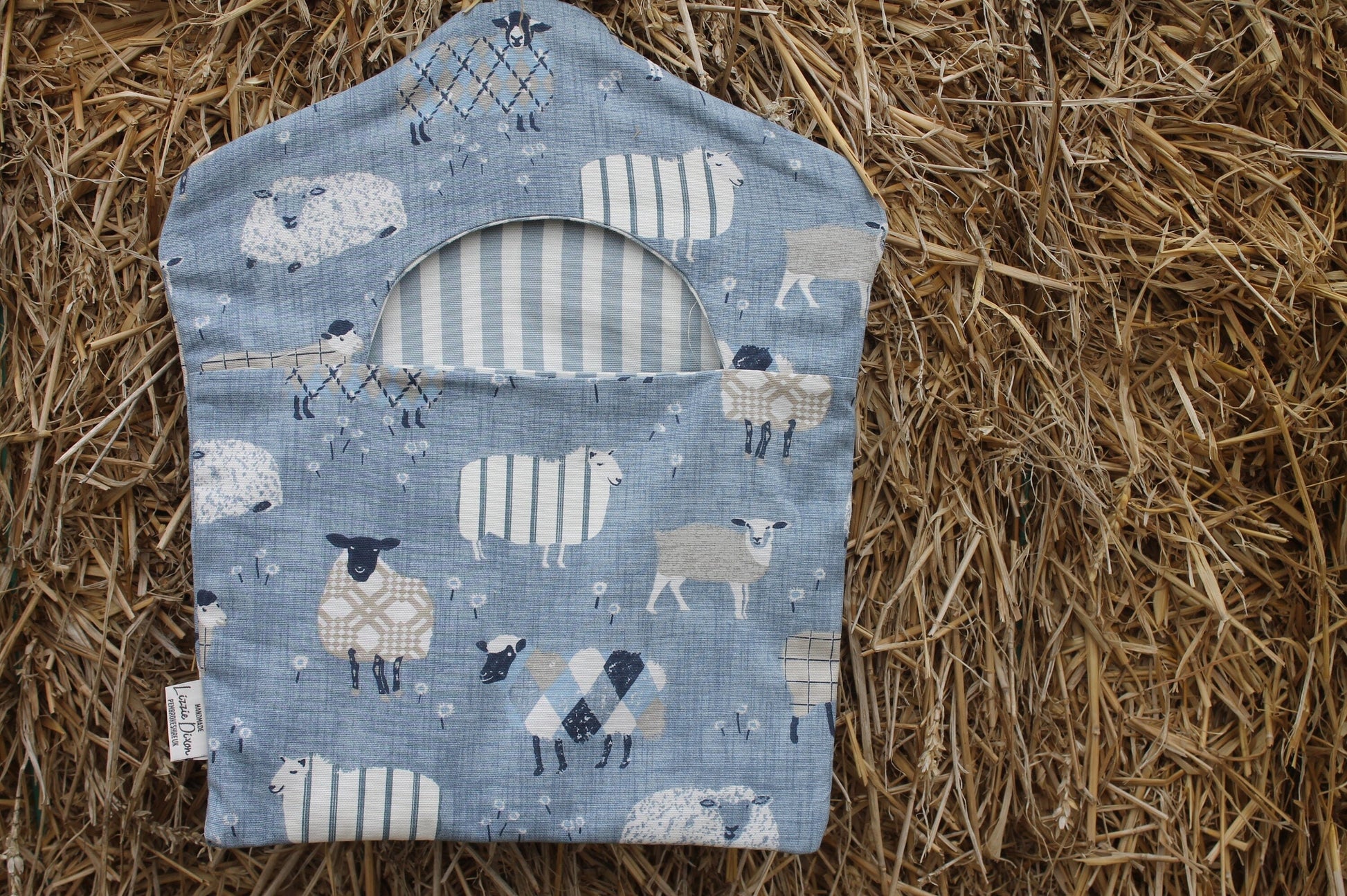 Peg bag- Sheep Fabric Peg Bag with hanger. handmade clothes peg bag