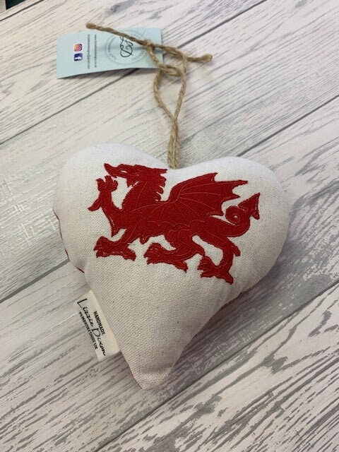 Welsh Dragon Hanging Heart-Lavender Hanging Heart-Fabric Hanging Heart-