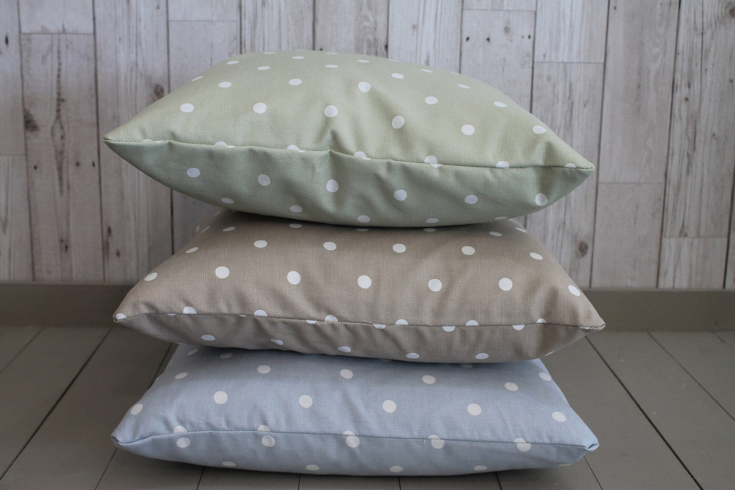 Grey Dotty Cushion 16&quot; square cushion-Polka Dot Cushion -Shabby Chic-cottage chic-Decorative pillow - Scatter pillow- double sided