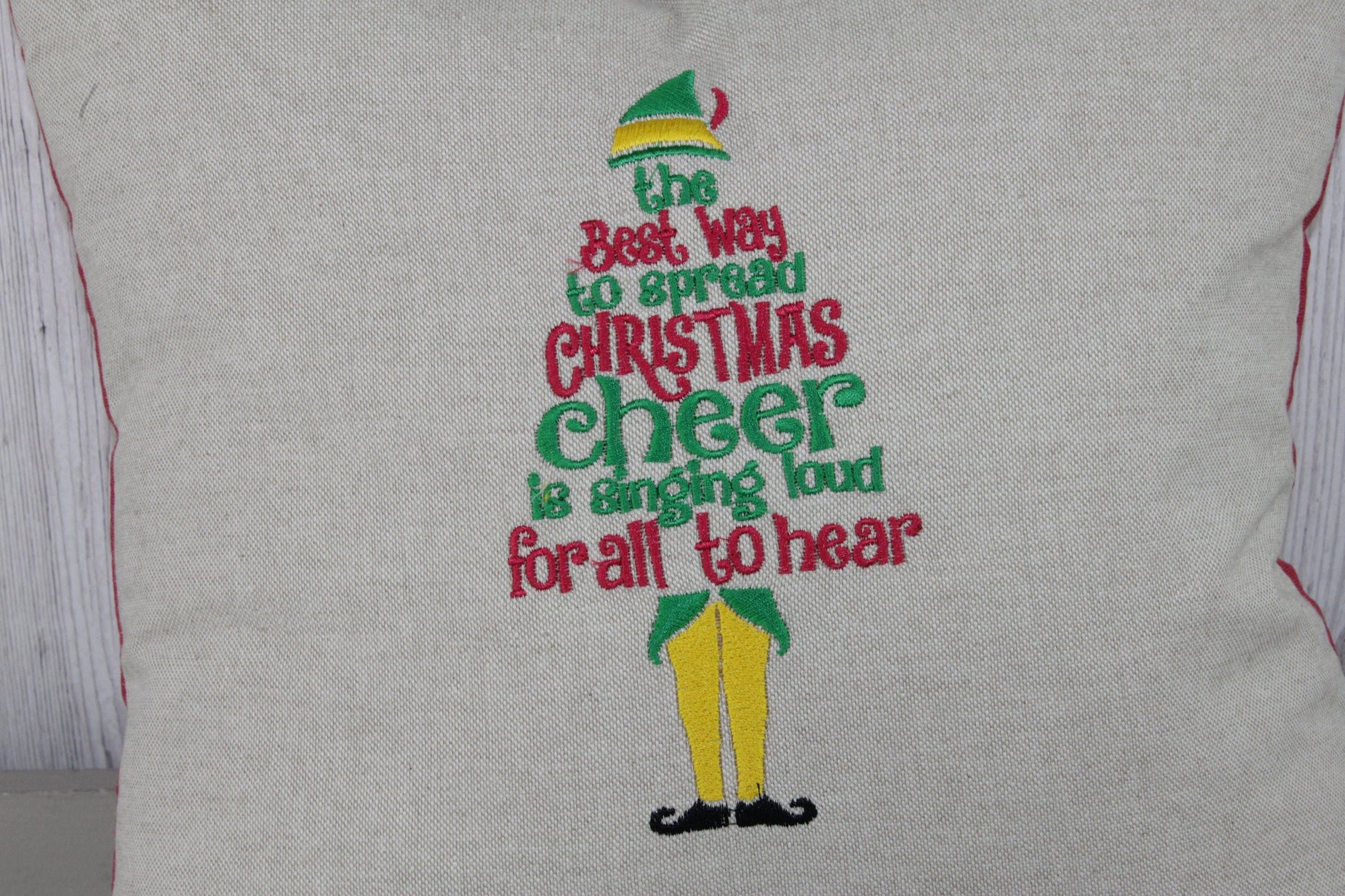 Buddy the Elf inspired Cushion. Best way to spread Christmas cheer. 16&quot; Christmas Cushion.