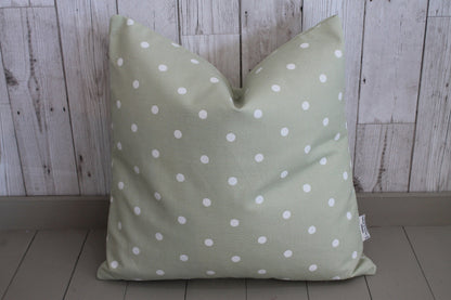 Sage Dotty Cushion 16&quot; square Cushion-Throw Cushion Polka Dot Cushion -Shabby Chic-cottage chic-Decorative pillow -double sided