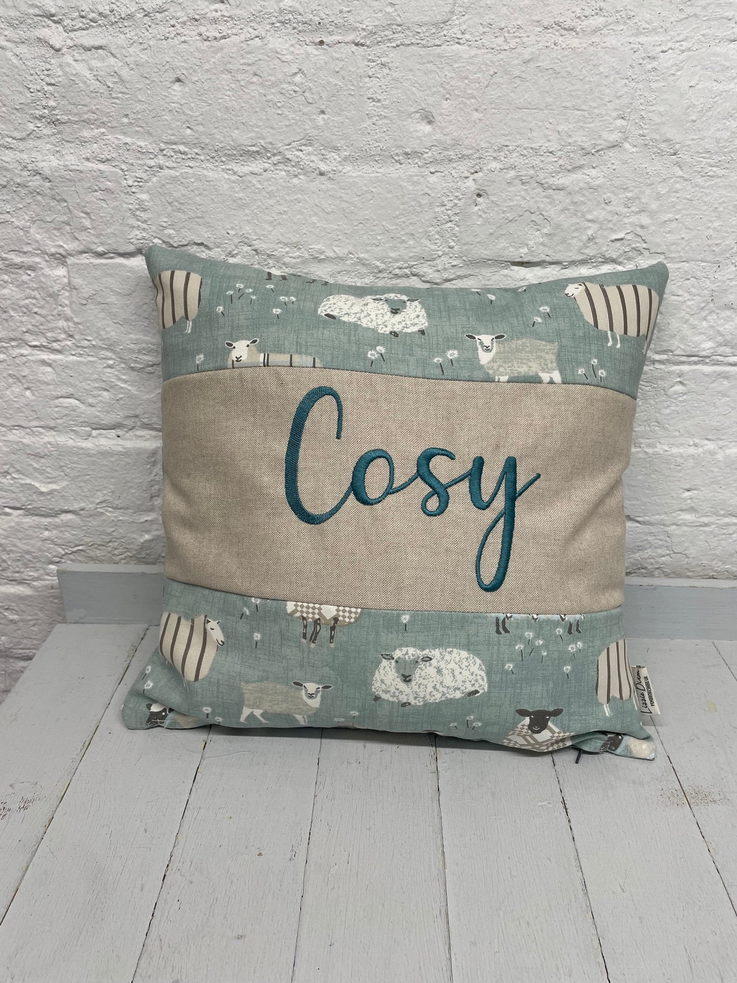 Cosy sheep decorative cushion- farm cushion, sheep 16” Square cushion , handmade Welsh sheep design , Cushion cover