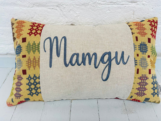 Mamgu Cushion , Welsh Mother&#39;s Day Gift, Mami Personalised Cushion, Gift for Mum. Gift for Mamgu, Personalised Mothers Gift - Welsh Blanket