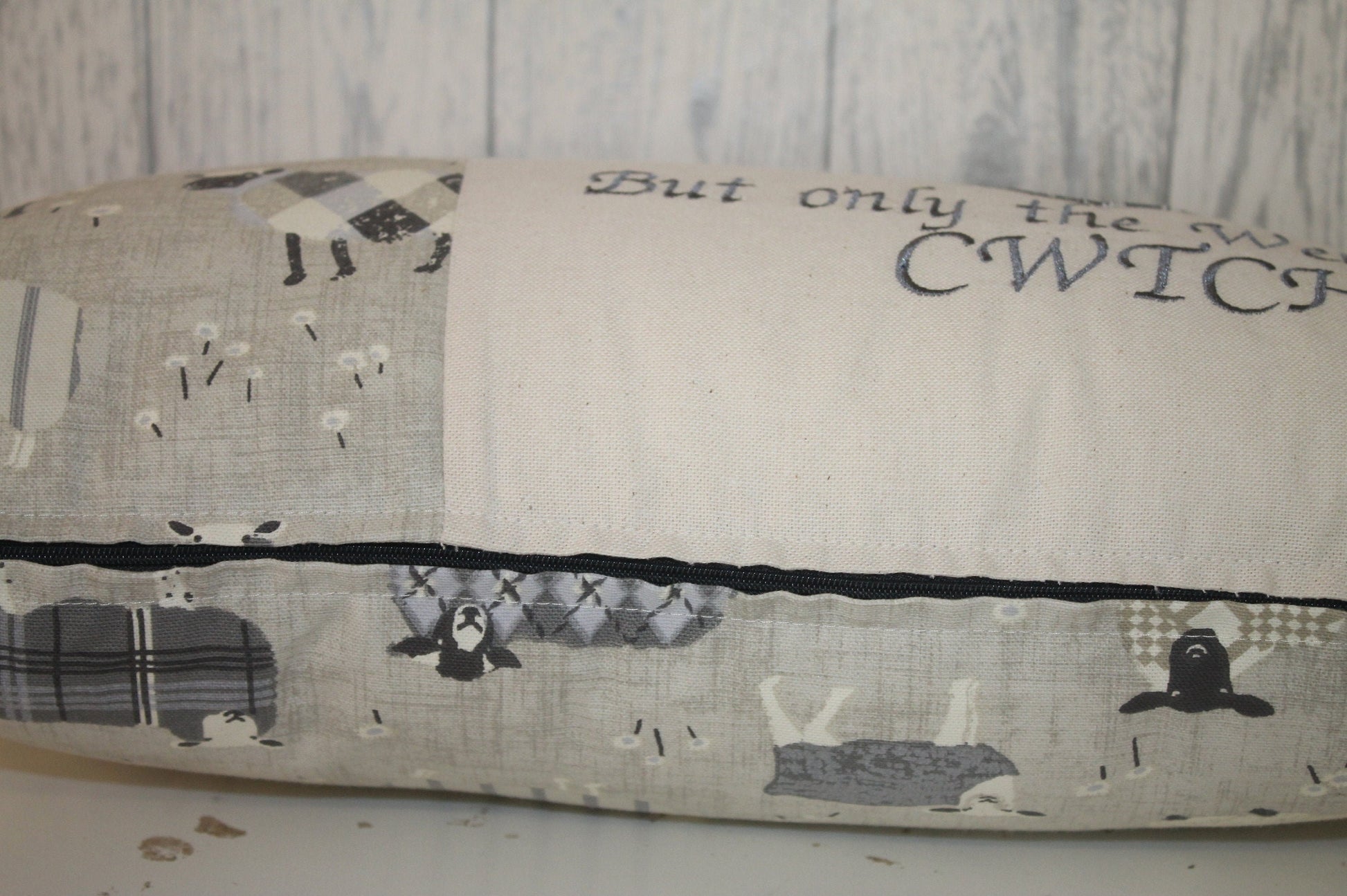 Welsh Quote Cushion- Anyone can cuddle but only the welsh can Cwtch ,Grey Sheep wearing jumpers Cushion- Personalised cushion-