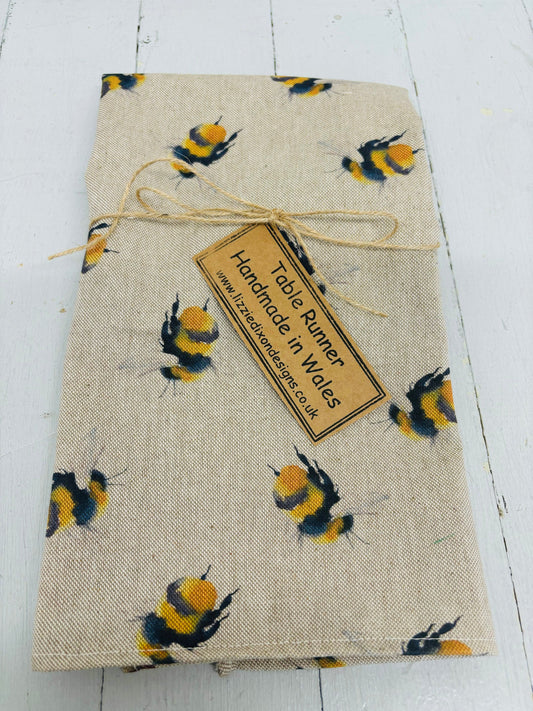 Bee print fabric Table runner -3 lengths