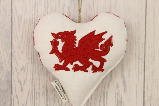 Welsh Dragon Hanging Heart decoration - Lizzie Dixon Designs