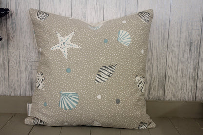 Beach themed Taupe and Duck egg-Nautical Cushion, Coastal Cushion Choice of 5 sizes - Lizzie Dixon Designs