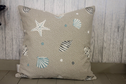 Beach themed Taupe and Duck egg-Nautical Cushion, Coastal Cushion Choice of 5 sizes - Lizzie Dixon Designs