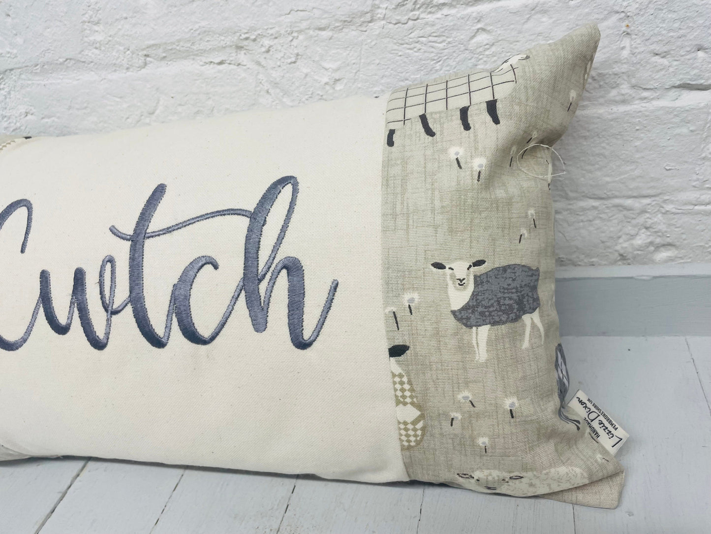 Anyone can cuddle but only the Welsh can Cwtch-Wool touch fabric Panel square Cushion